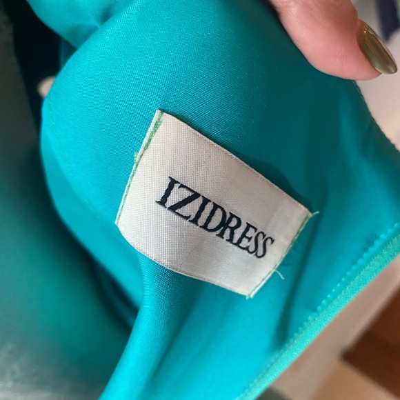 ❌SOLD❌IZIDRESS TURQUOISE MEDIUM 10 TULIP SKIRT SEQUIN EVENING DRESS PROM - Picture 6 of 6